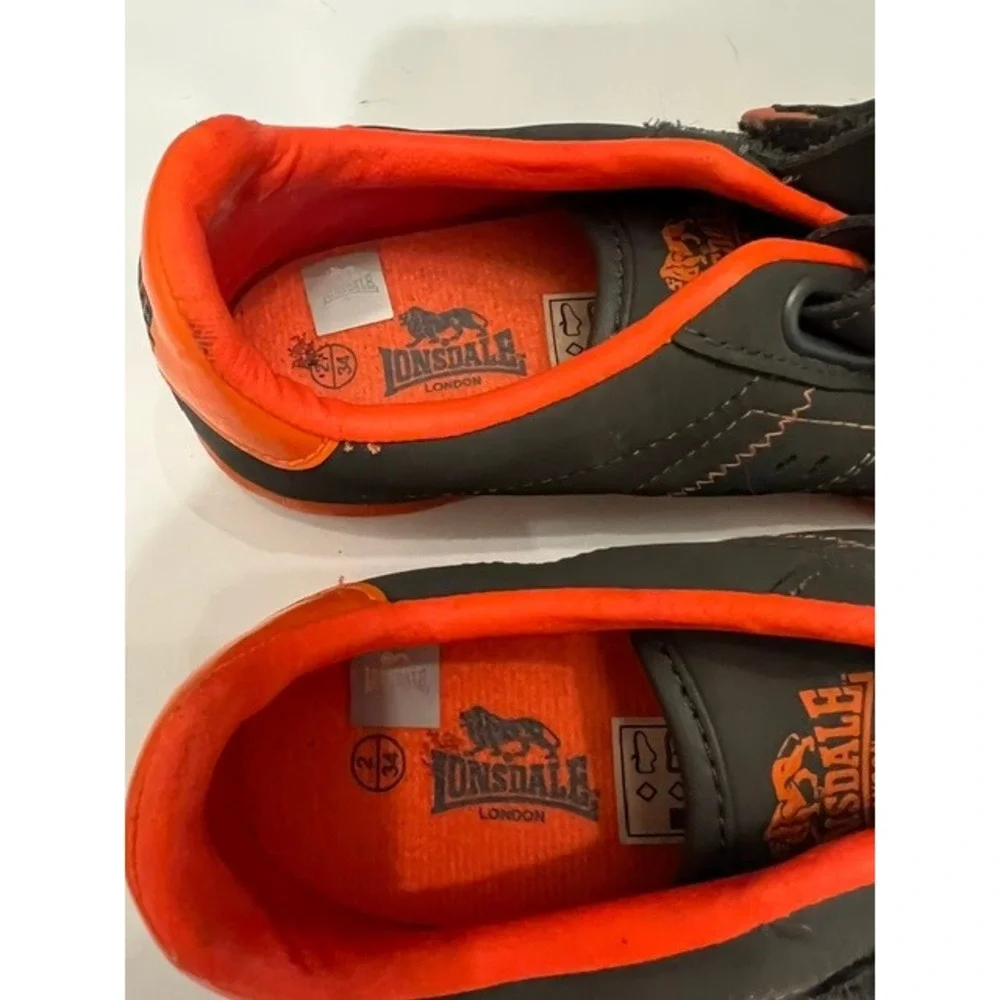 Lonsdale London Sneakers Kids Charcoal Orange Good Hook Loop Strap Athletic